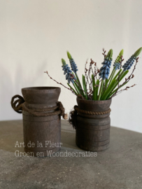 Houten potje met kunst Druifjes