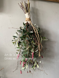 Kunst toef met olijf en Pimpernel 55 a 65 cm