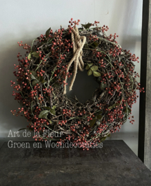 Bonsai krans met kunst Rozenbottels 45 cm