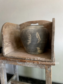 Brocante houten bak met handvat 39 x 28 x 30