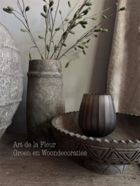 Schaal | Houten schaal met snijwerk 34 x 15 cm