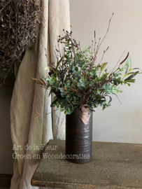 Set | Metalen pot S incl kunst boeketje