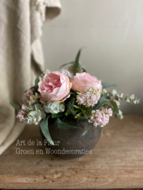 Tafel Boeketje | Kunst boeketje Roze met Pioenrozen zonder pot
