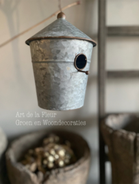 Vogelhuisje Zink L 16 x 16 x 19  met ophang kettinkje