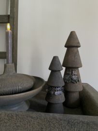 Set van twee massief houten boompjes met sieraad