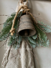 Kunst Kerst toef met houten klokje B