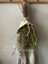 Toef | met kunst Asparagus groen , Tillia en echte Berk ong 55 a 60 cm