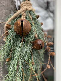 Kerst toef Cypresse / Larix en roestige bellen.