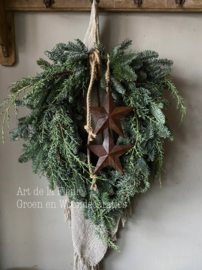 Thuis workshop Kerst hanger ( + sterren )  lengte ong 50 a 55 cm Verzending half November