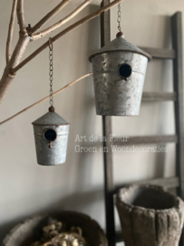 Vogelhuisje Zink S  10 x 10 x 15 met ophang kettinkje