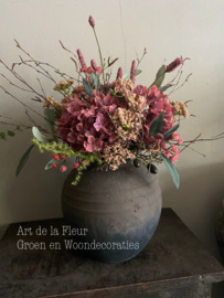 Kunst boeketje oud roze excl pot