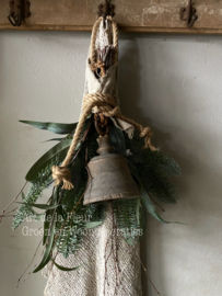 Kunst kerst toef met houten klokje C