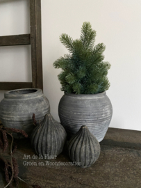 Kunst | Kerstboom Abies 13 x 13 x 32 cm grijs - groen