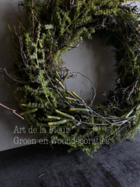 Krans met Kunst Asparagus en Kunst Els ong 45 a 50 cm