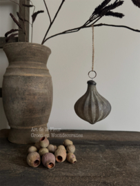 Kersthanger Vintage Druppel Taupe | 10 cm