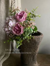 Tafel Boeketje | Kunst boeketje Roze met Pioenrozen zonder pot