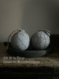 Houten Kerstbal betonlook met gaas 10 cm
