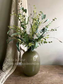 Pluk Boeket | kunst boeket groen , met Pimpernel , Solidago en echte Berk