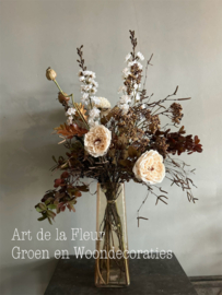 Boeket kunstbloemen coffee excl vaas