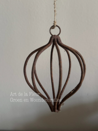 Decoratie punt bal opengewerkt roest  maat S  9 x 11 cm