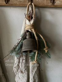 Kunst Kerst toef met houten klokje A