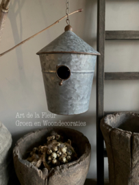 Vogelhuisje Zink L 16 x 16 x 19  met ophang kettinkje