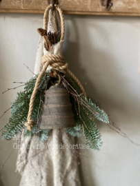 Kunst Kerst toef met houten klokje B