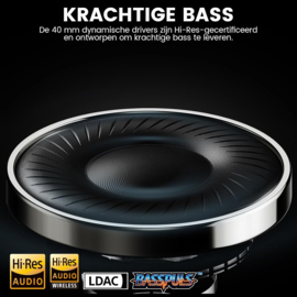 BT-E Y8Pro –AI  Hi-Res audio koptelefoon met Noise Cancelling zwart