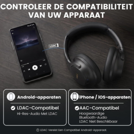 BT-E Y8Pro –AI  Hi-Res audio koptelefoon met Noise Cancelling zwart