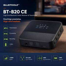 Bluetoolz® BT-B20 CE Premium Bluetooth 5.0 zender en ontvanger