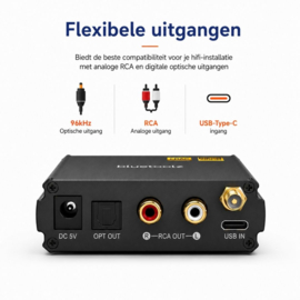 Bluetoolz® BT-DS 220  Zwart – HiFi DAC Bluetooth audio ontvanger