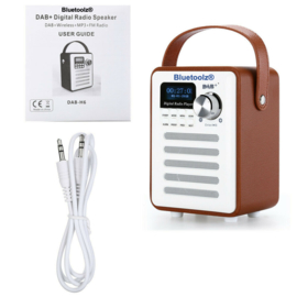 Bluetoolz® BT-H6 – Retro DAB+ radio met Bluetooth, Bruin-wit