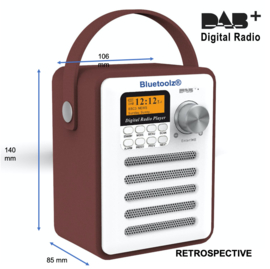 Bluetoolz® BT-H6 – Retro DAB+ radio met Bluetooth, Bruin-wit
