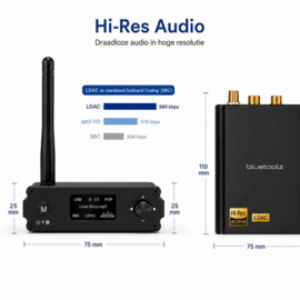 Bluetoolz® BT-DS 220  Zwart – HiFi DAC Bluetooth audio ontvanger