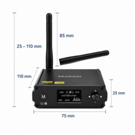 Bluetoolz® BT-DS 220  Zwart – HiFi DAC Bluetooth audio ontvanger