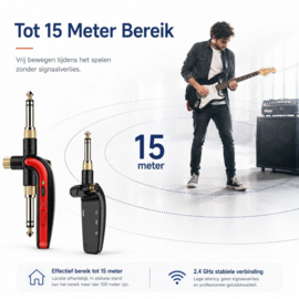 Bluetoolz® LKT 2.4 GHz zender ontvanger voor muziekinstrumenten - Rood