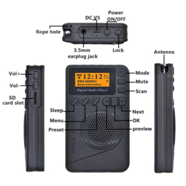 Bluetoolz® BT-P9-B CE– Compacte DAB+ radio met krachtig geluid Zwart