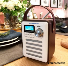 Bluetoolz® BT-H6 – Retro DAB+ radio met Bluetooth, Bruin-wit
