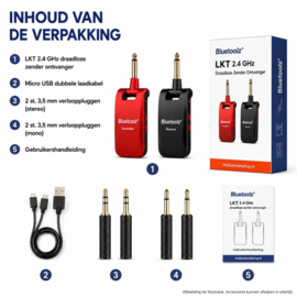 Bluetoolz® LKT 2.4 GHz zender ontvanger voor muziekinstrumenten - Rood