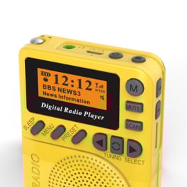 Bluetoolz® DAB BT-P9 CE – Draagbare DAB+ radio met oplaadbare accu Geel