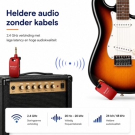 Bluetoolz® LKT 2.4 GHz zender ontvanger voor muziekinstrumenten - Rood