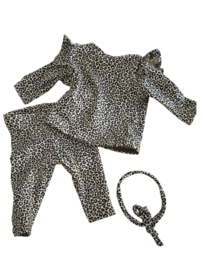 Poppensetje leopard zand haarbandje voor babyborn