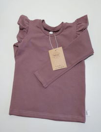 Shirt mauve met ruffle