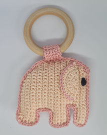 Licht roze bijtring met olifant zonder geluid