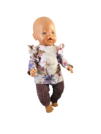 Poppensetje flower met mauve rib voor babyborn