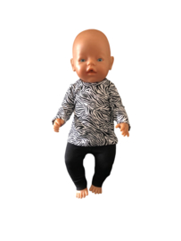 Poppensetje zebra met zwarte legging voor babyborn