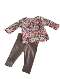 Poppensetje fleurs met taupe legging voor babyborn