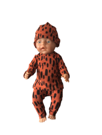 Poppensetje cognac met verfstrepen voor babyborn