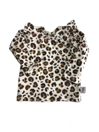 Shirt ruffles ecru panter bruin  (maat 56)