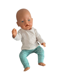 Poppensetje ecru shirt met mint legging voor babyborn